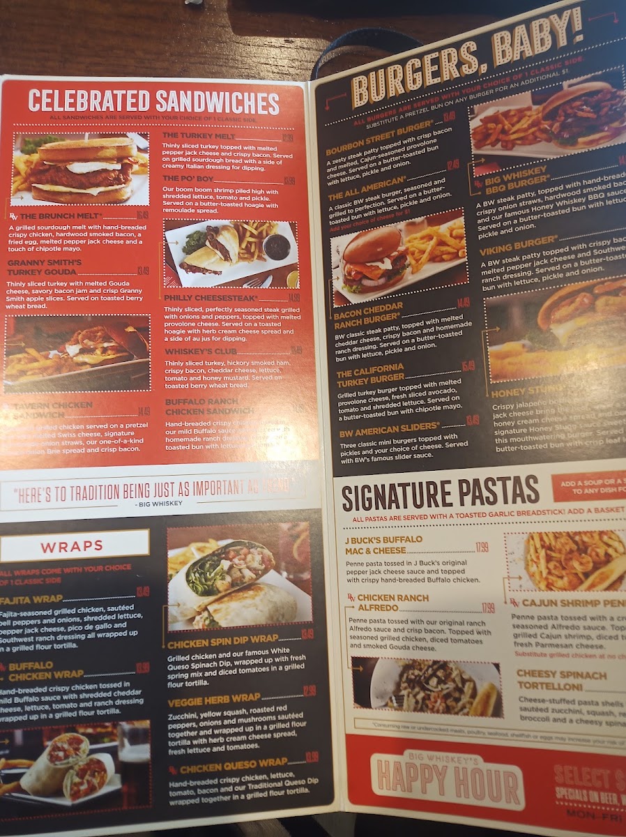 Big Whiskey's - Neosho menu board