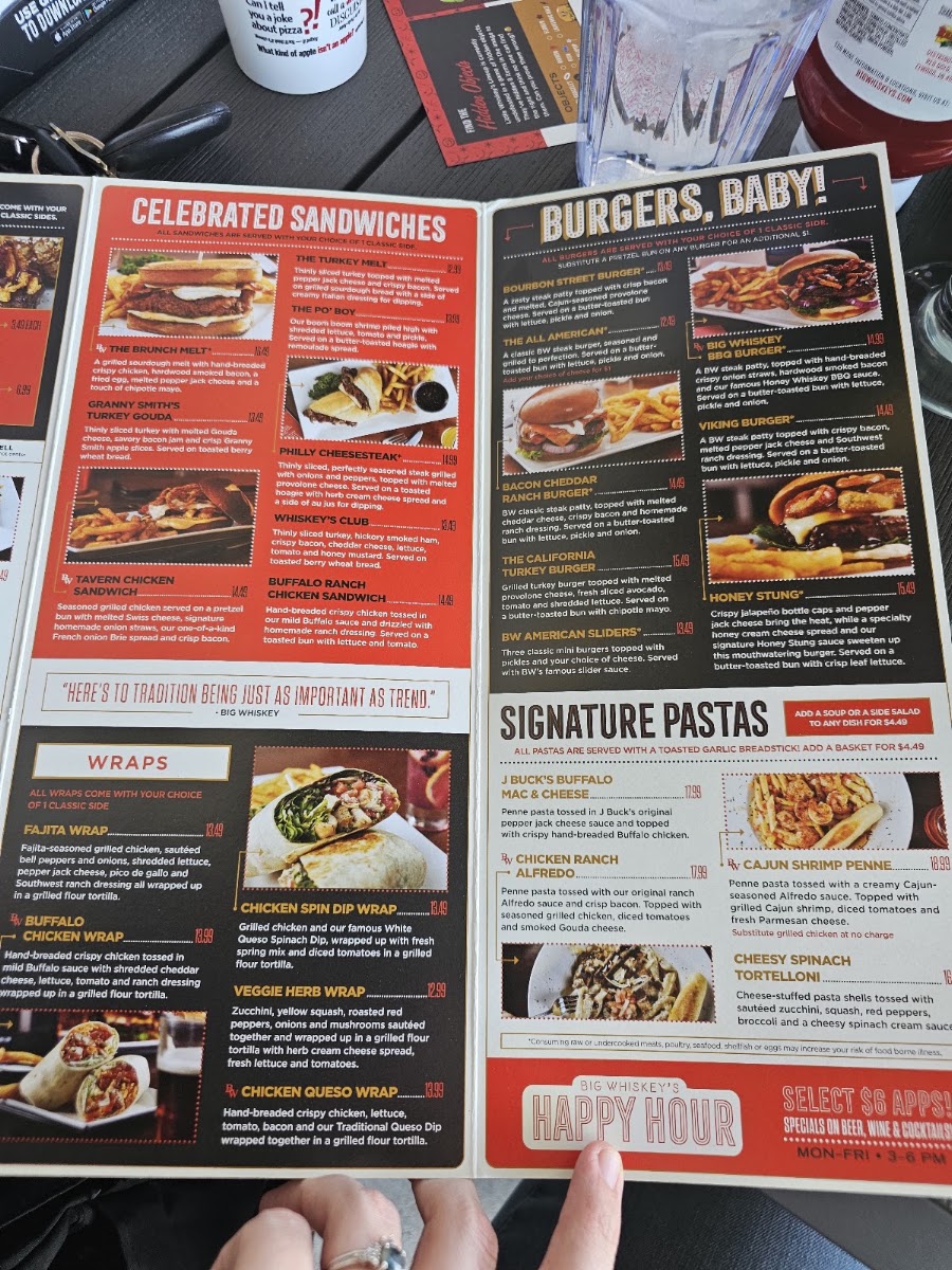 Big Whiskey's - Neosho menu board