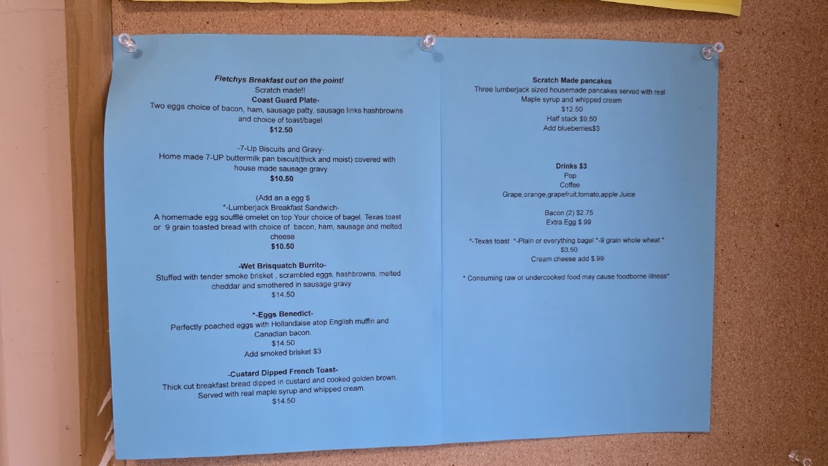 Fletchy's Superior BBQ menu board
