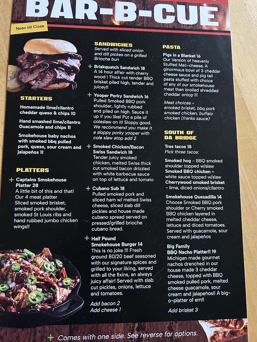 Fletchy's Superior BBQ menu board