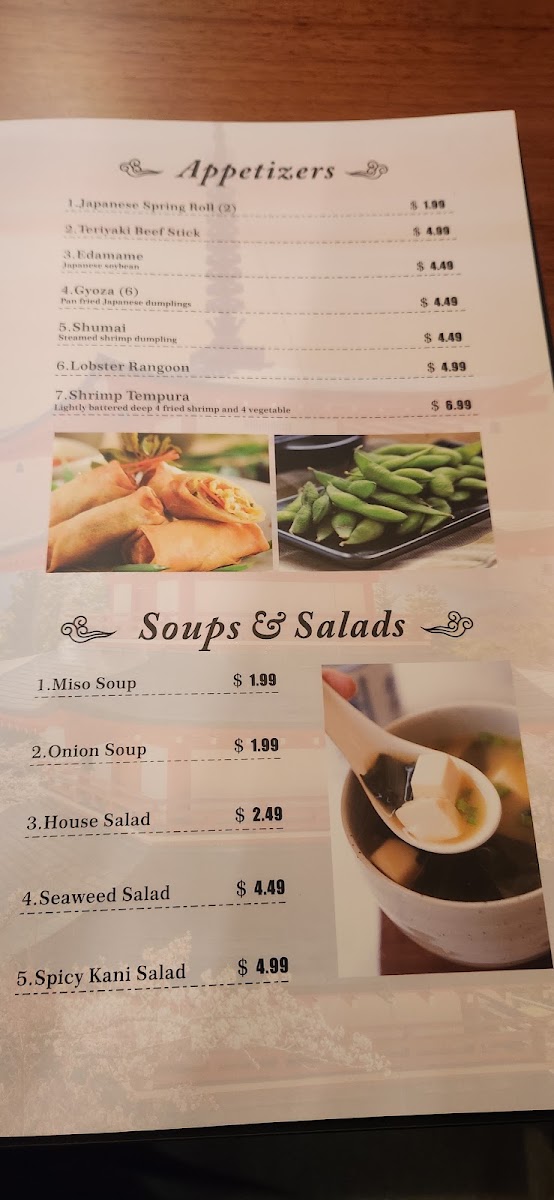 Mizu | Japanese Steakhouse menu board