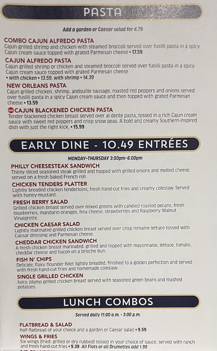 Kickback Jacks menu board