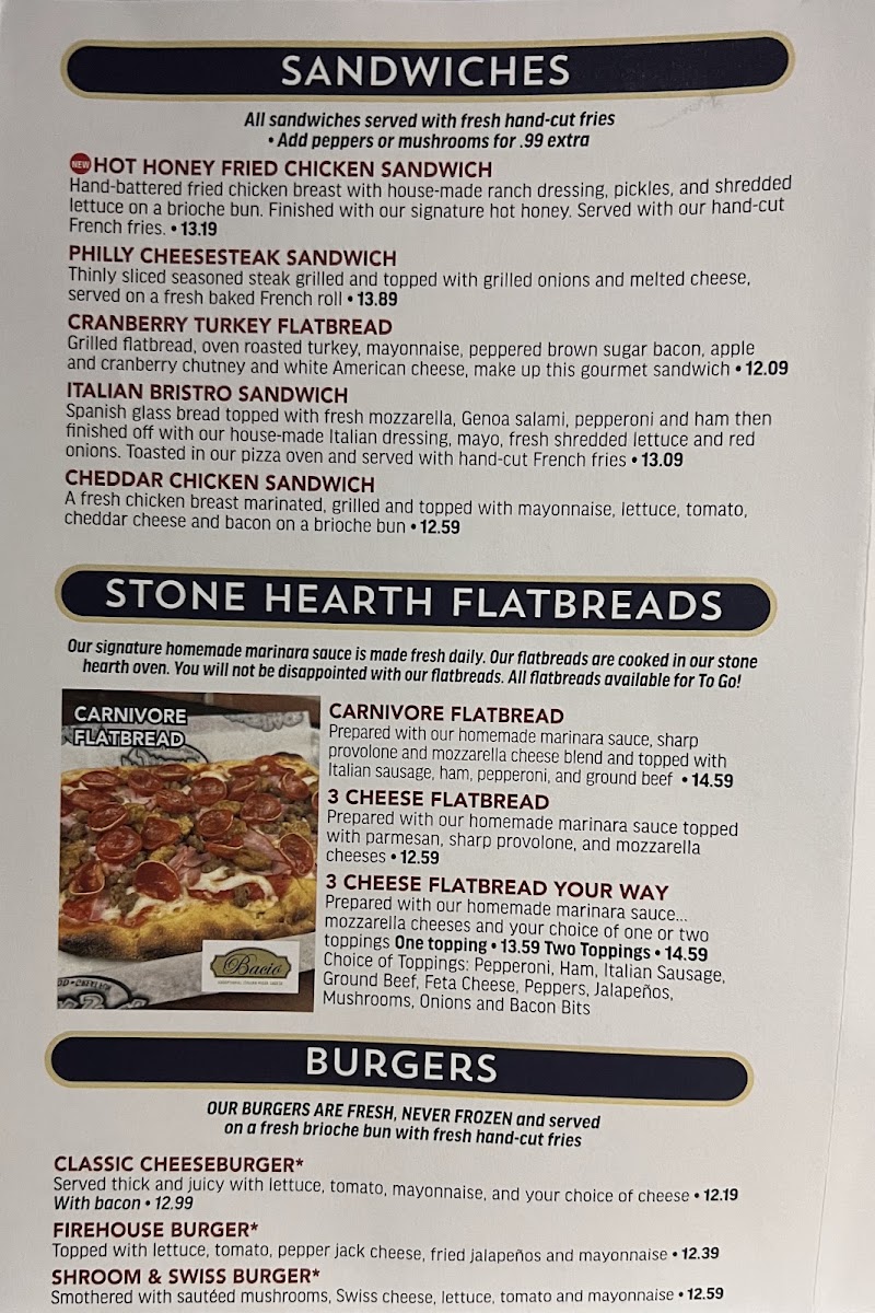 Kickback Jacks menu board