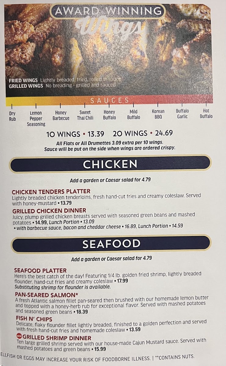 Kickback Jacks menu board