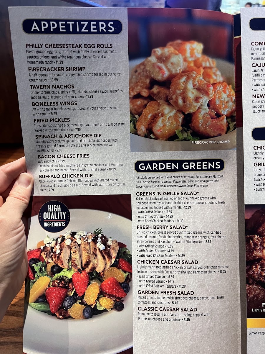 Kickback Jacks menu board