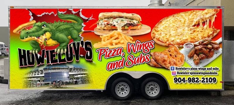Howieluv's Pizza Wings And Subs menu board