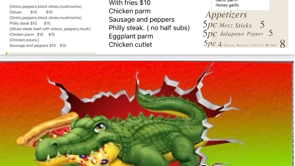 Howieluv's Pizza Wings And Subs menu board
