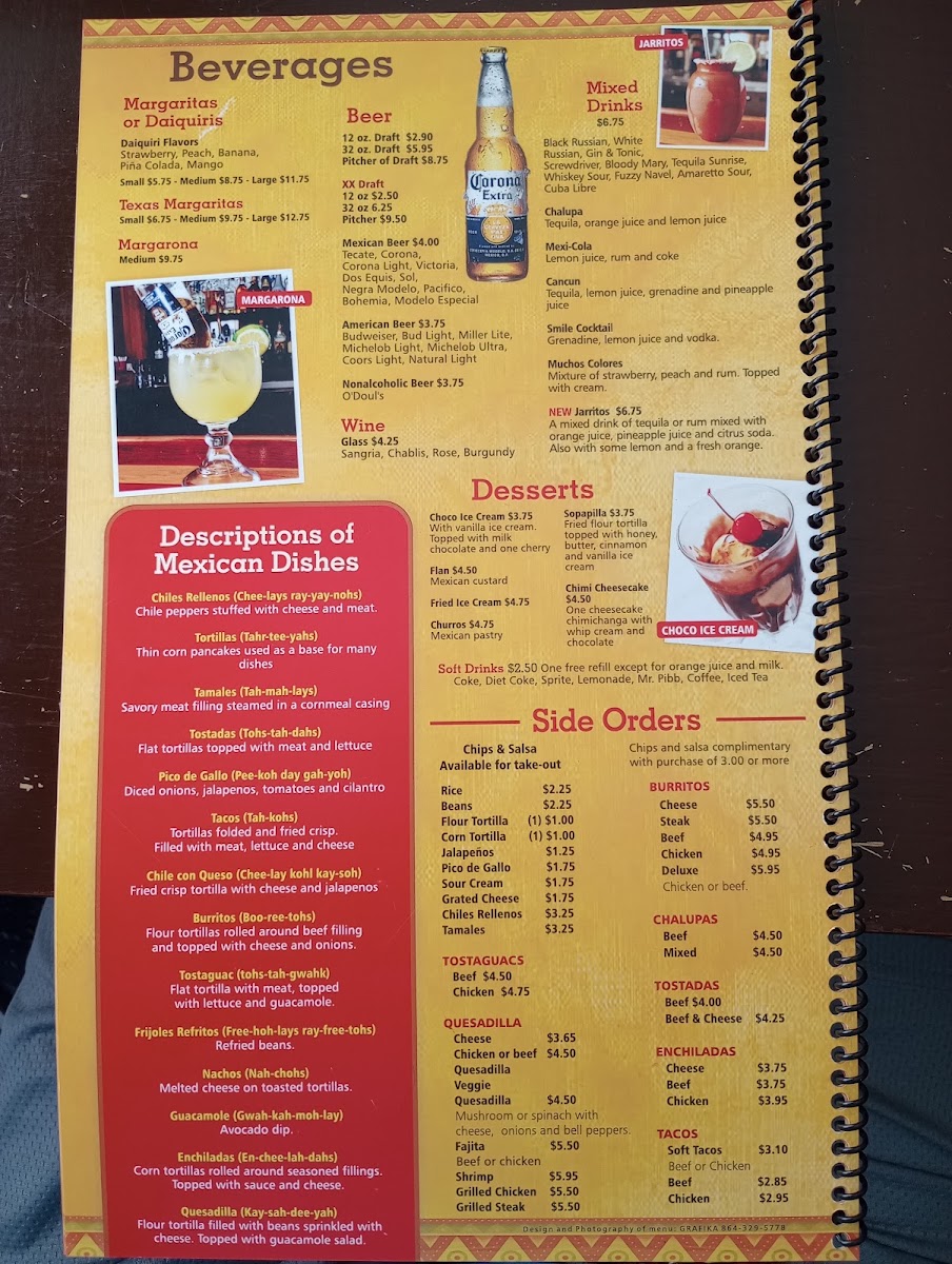 Rancho Grande Mexican Restaurant menu board