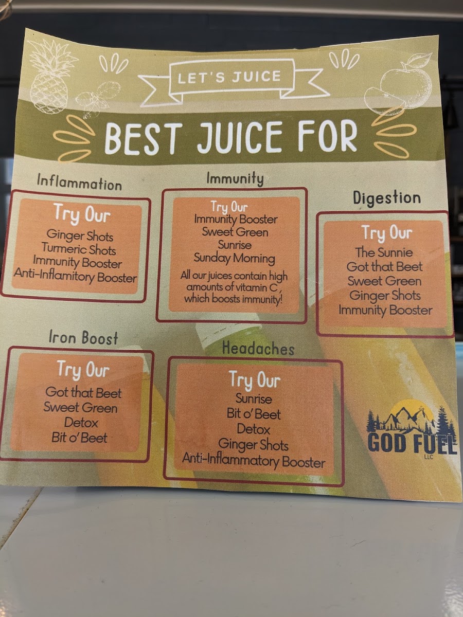 God Fuel menu board