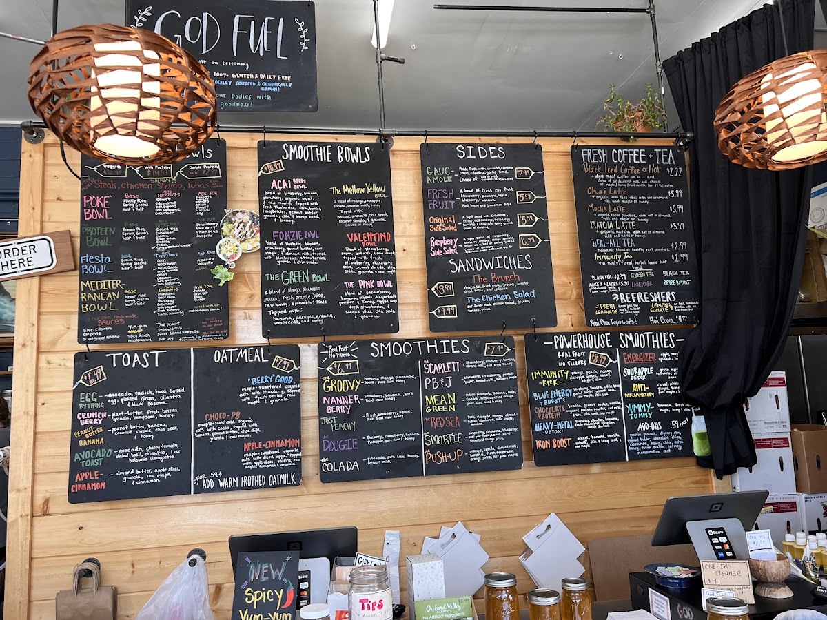 God Fuel menu board