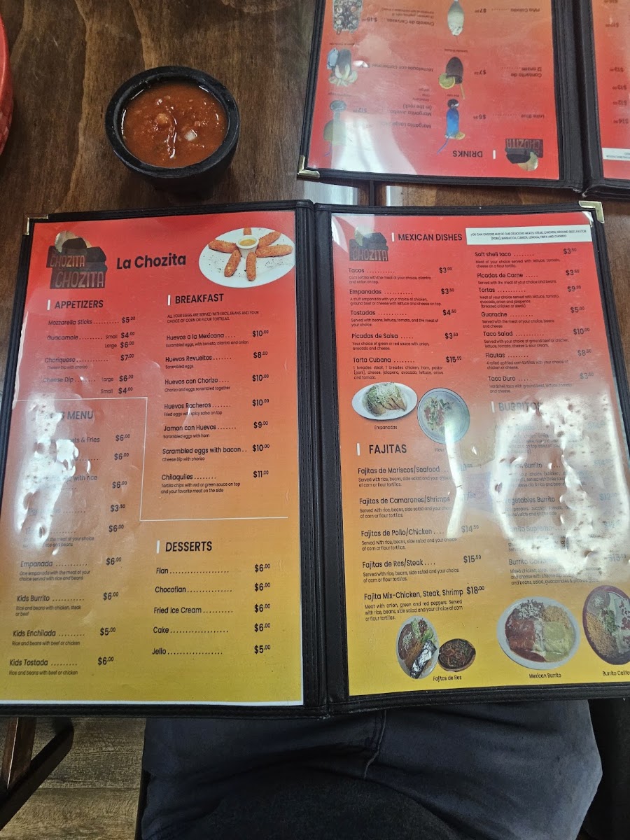 La Chozita menu board