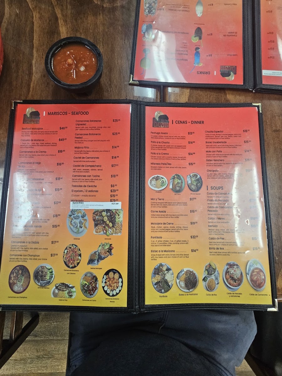 La Chozita menu board