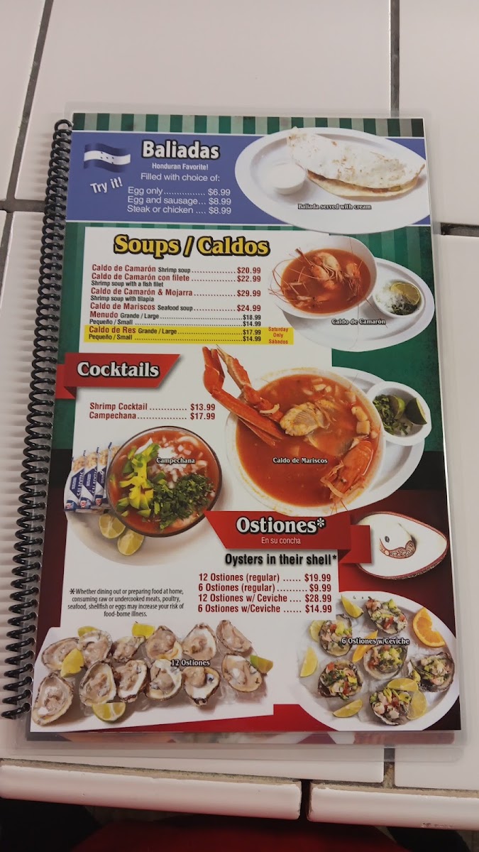La Frontera Restaurant menu board