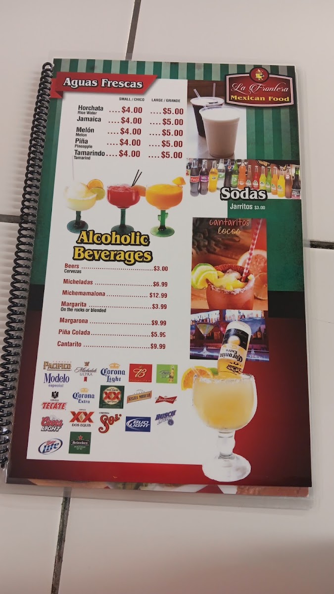 La Frontera Restaurant menu board