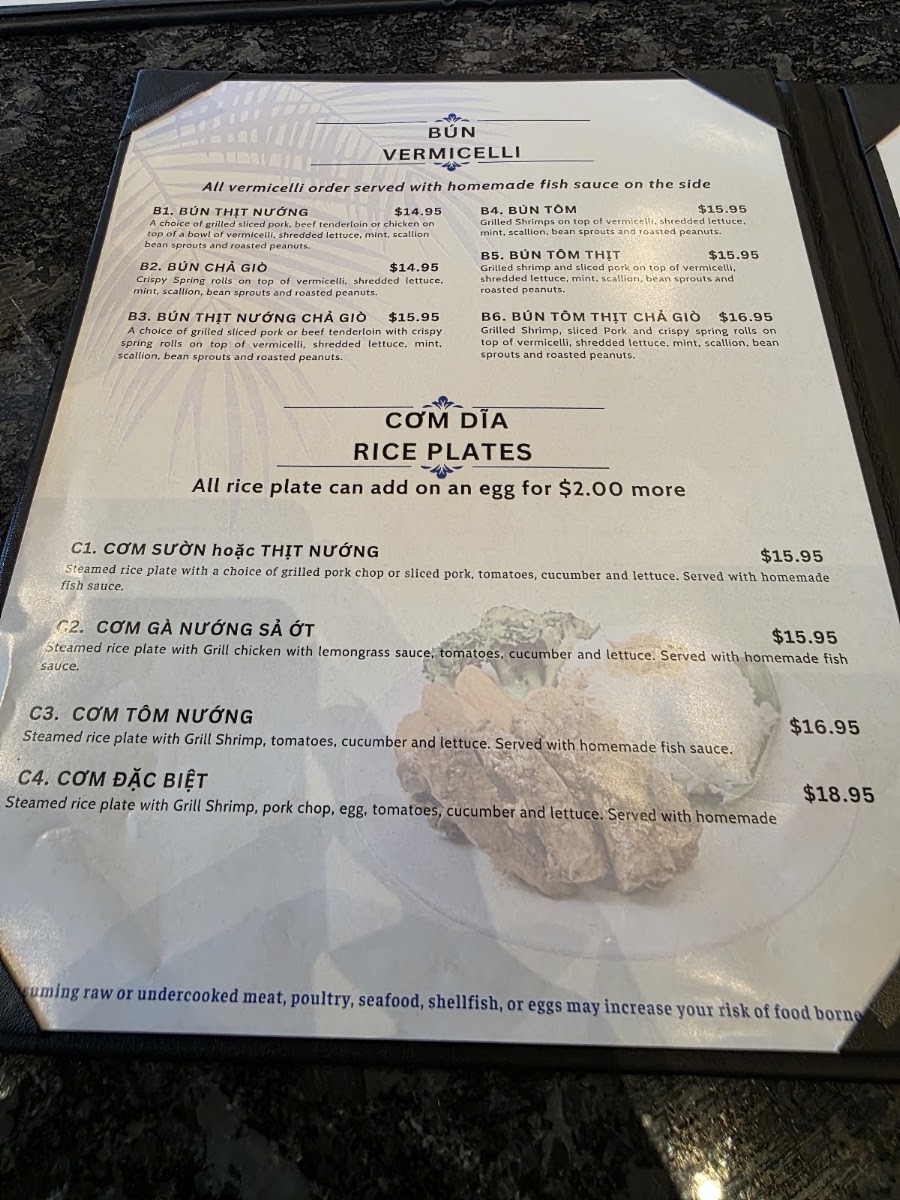 Pho 25 menu board