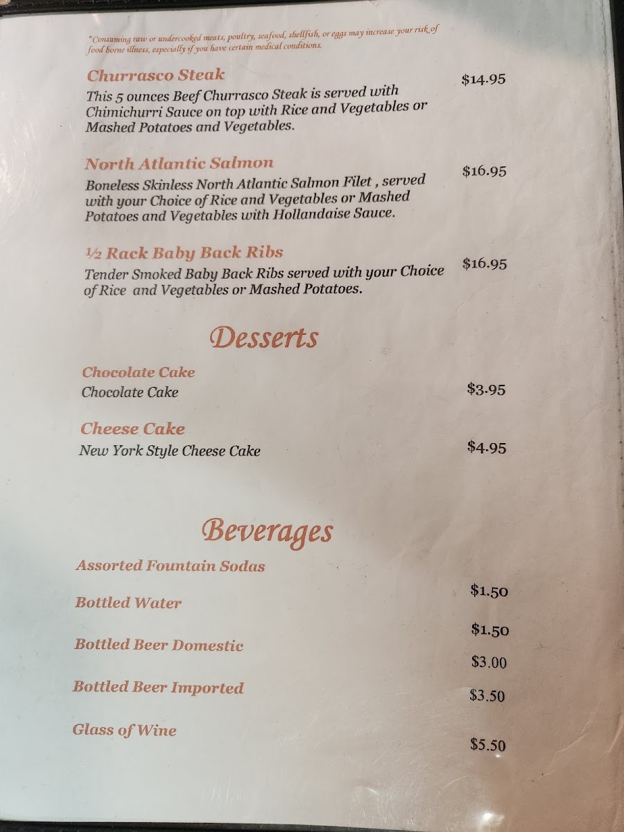 Moto's Cafe menu board
