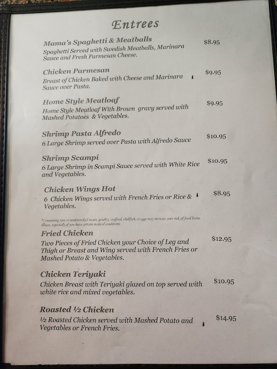 Moto's Cafe menu board