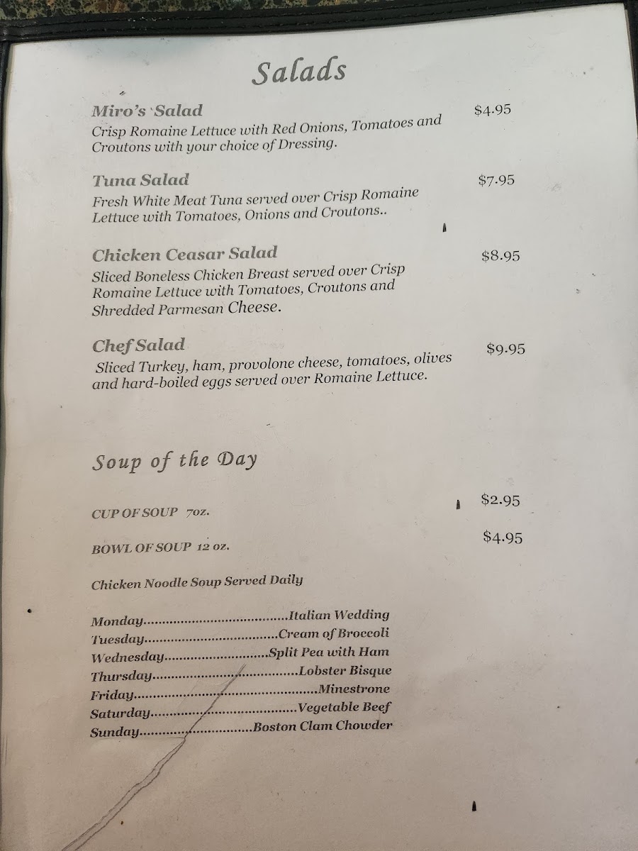 Moto's Cafe menu board