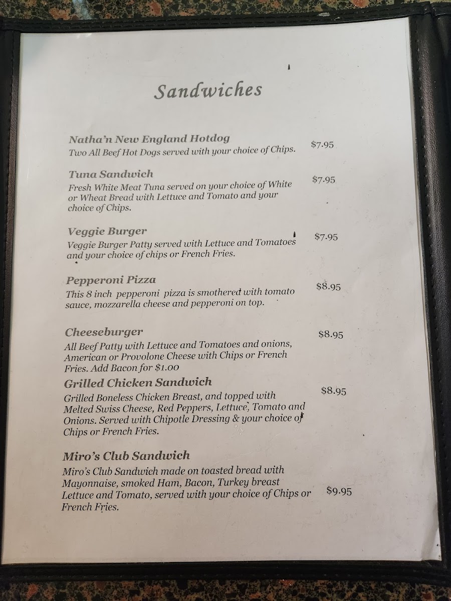 Moto's Cafe menu board