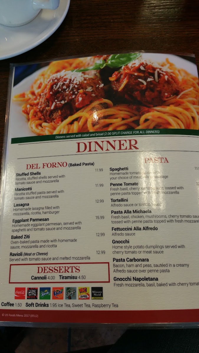 Miseno II Pizzeria & Italian menu board