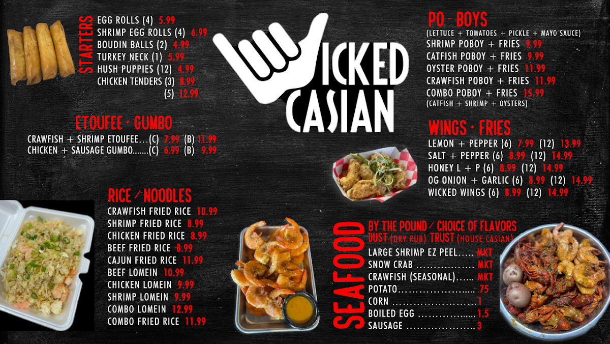 Wicked Casian - Beaumont menu board