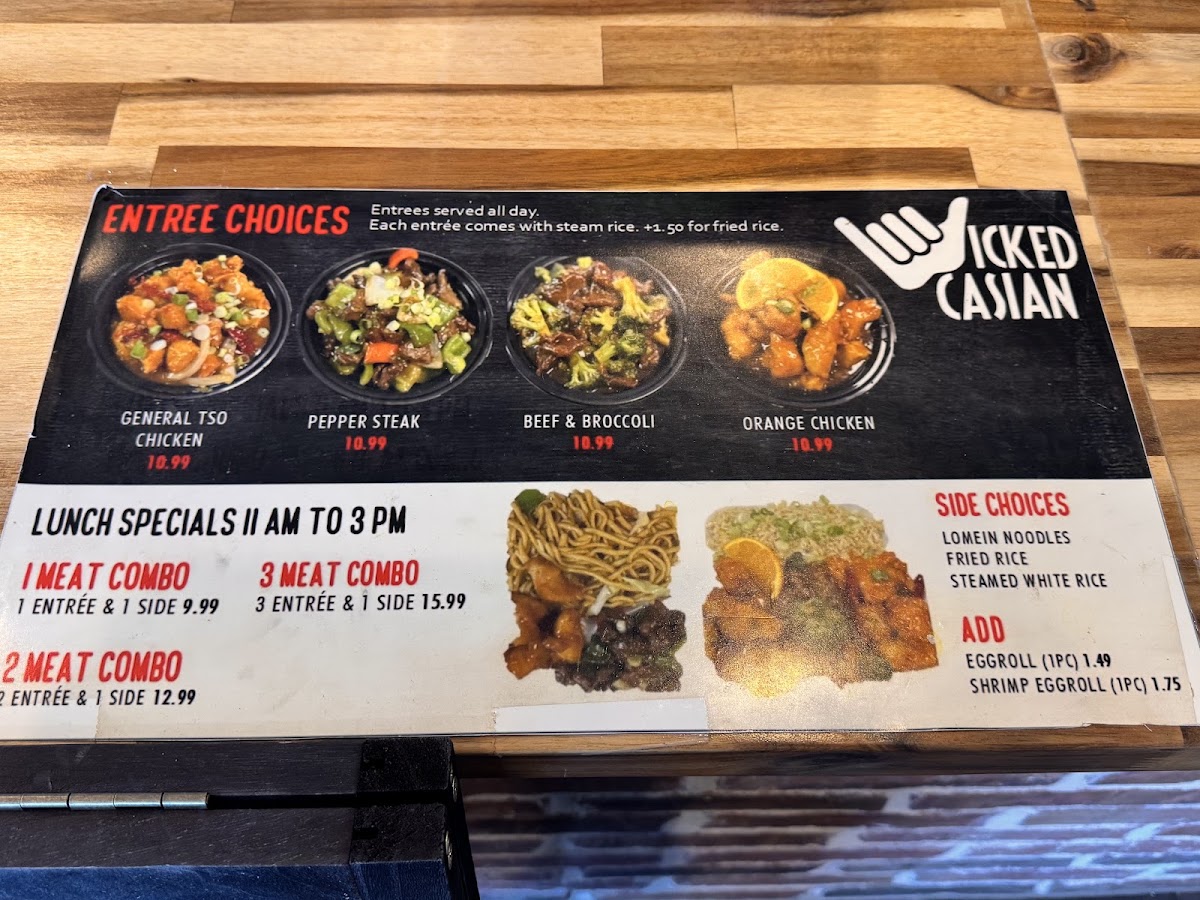 Wicked Casian - Beaumont menu board