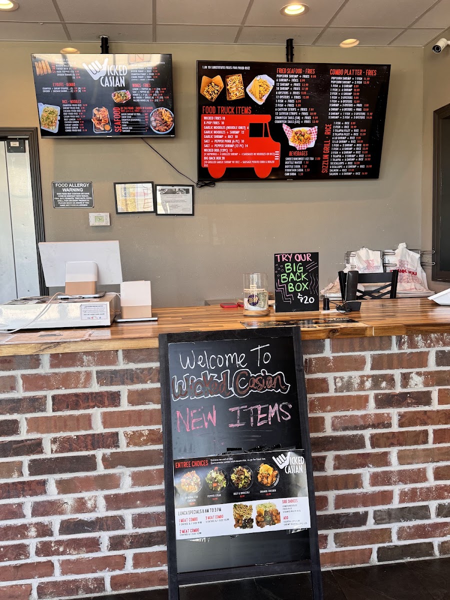 Wicked Casian - Beaumont menu board