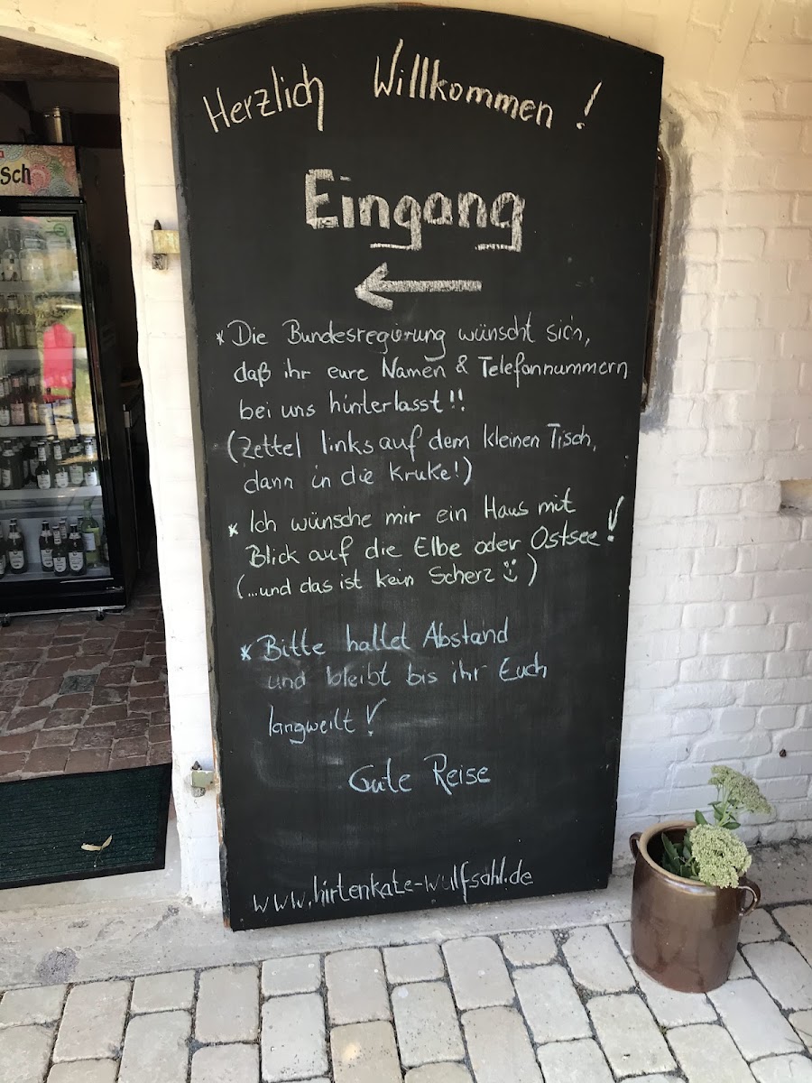 Hirtenkate Wulfsahl menu board