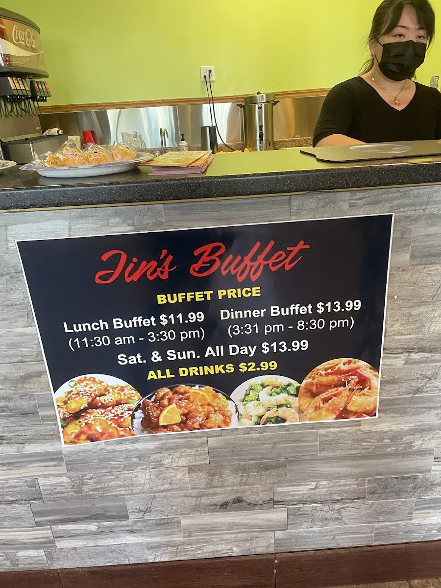 Jin's Buffet menu board