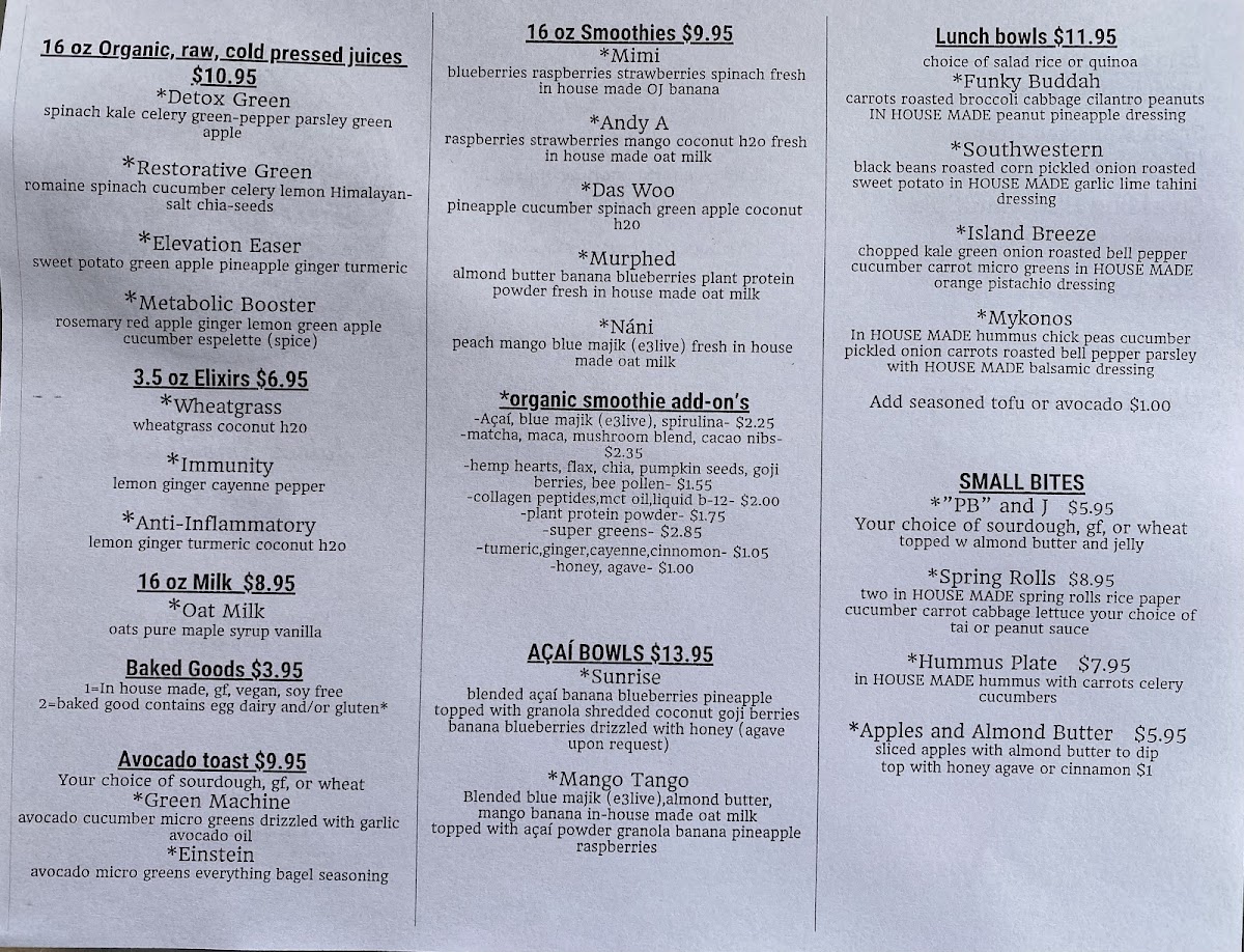 Green Leaf Kitchen menu board