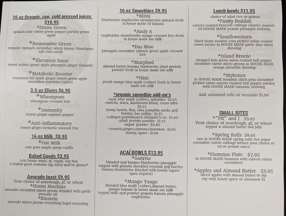 Green Leaf Kitchen menu board