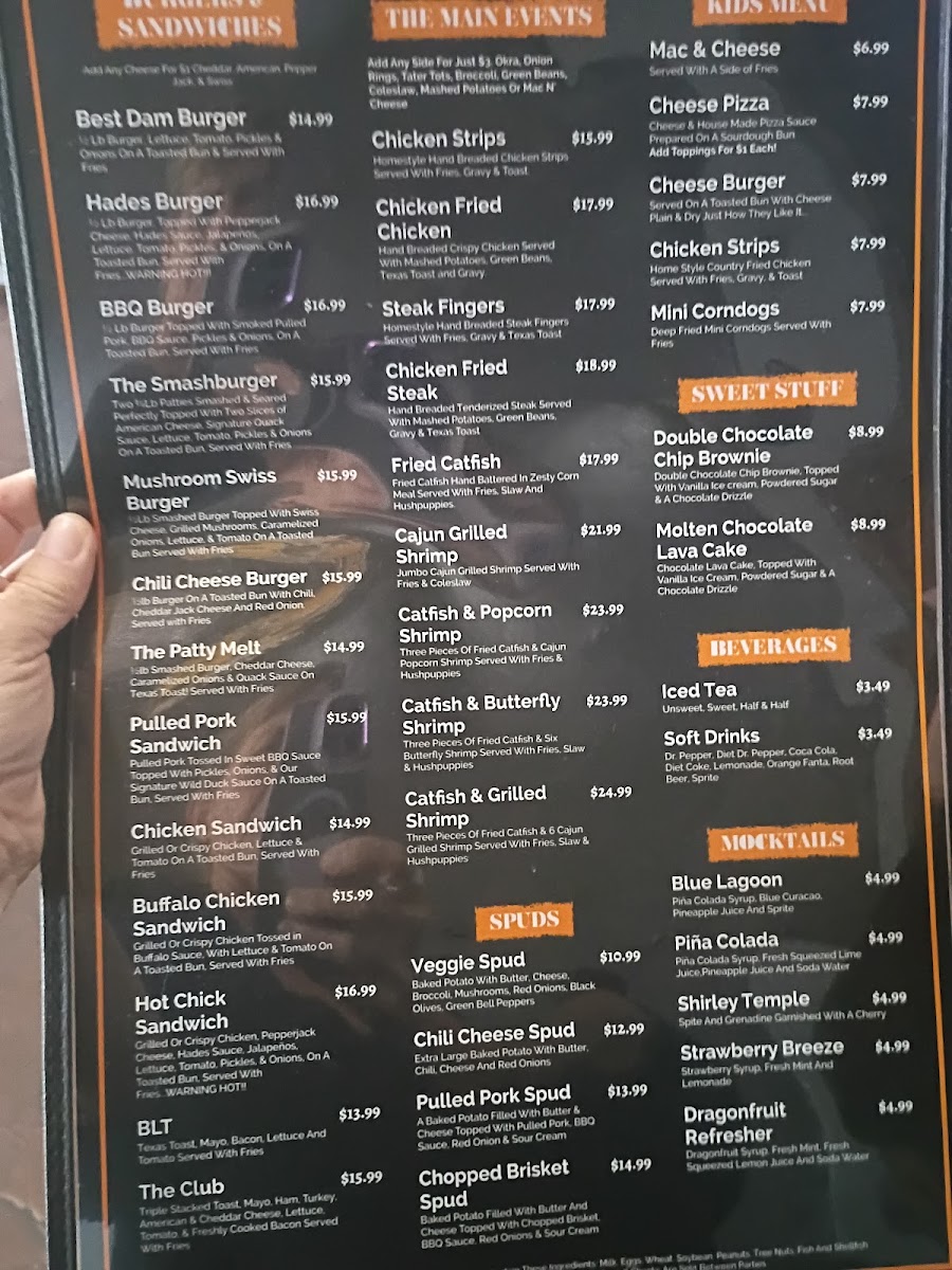 Wild Duck Bar & Grill menu board