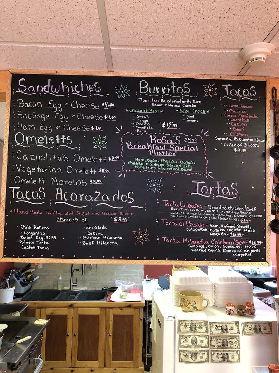Cazuelitas Deli menu board