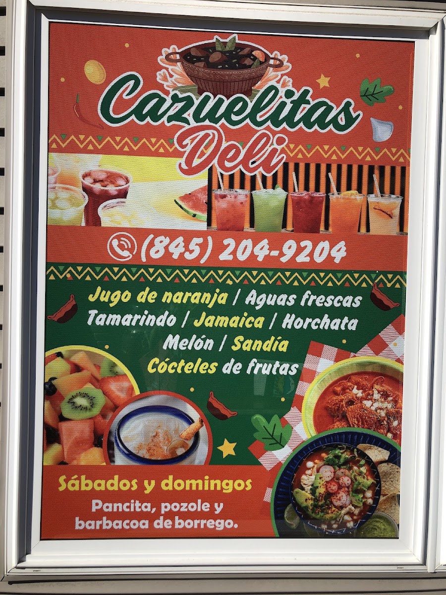Cazuelitas Deli menu board