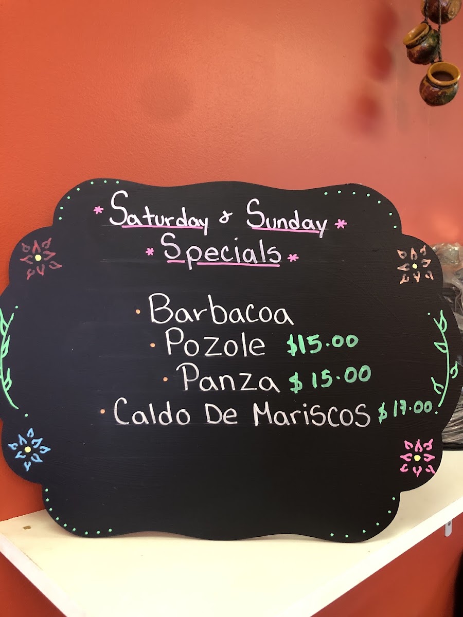 Cazuelitas Deli menu board