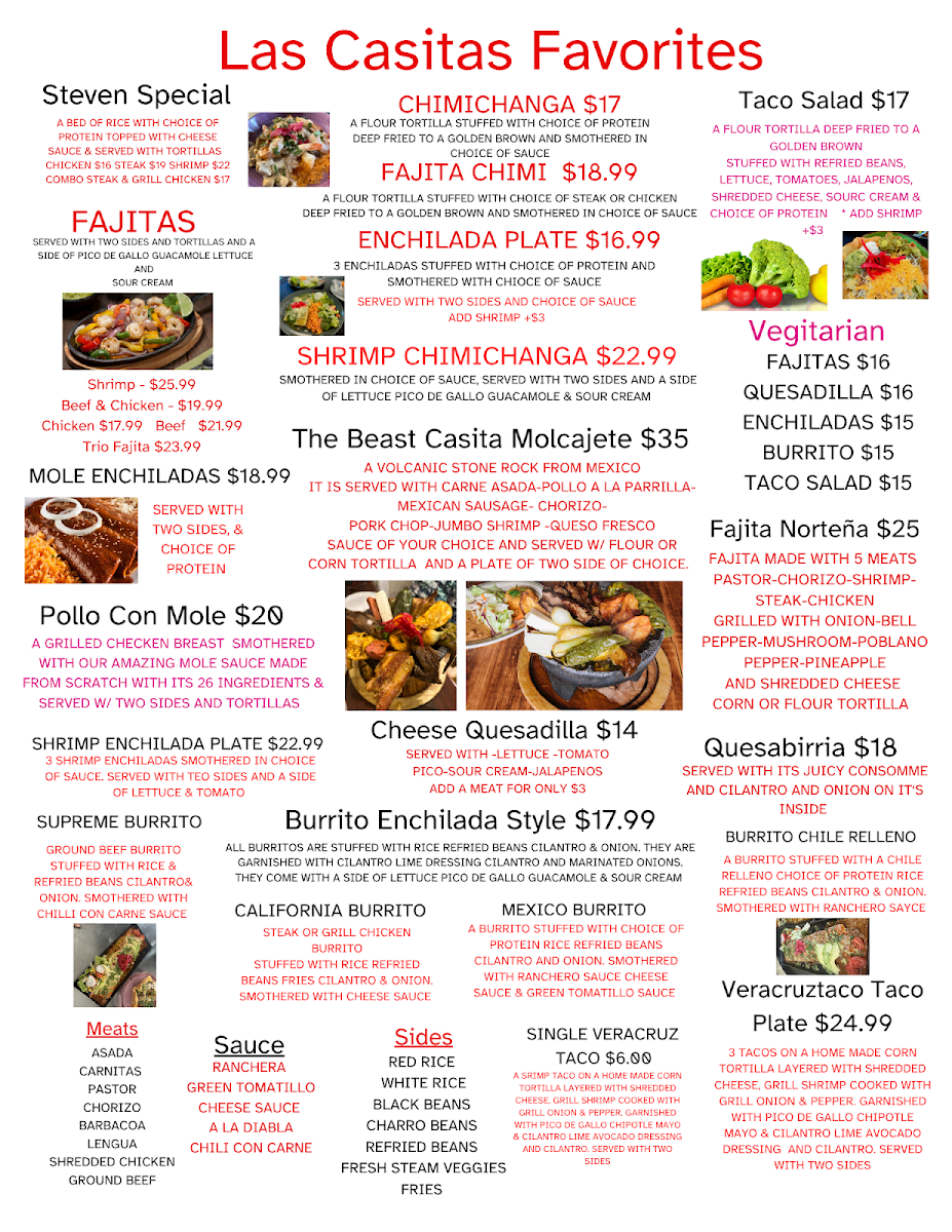 Las Casitas (Blue Eye Mo) menu board