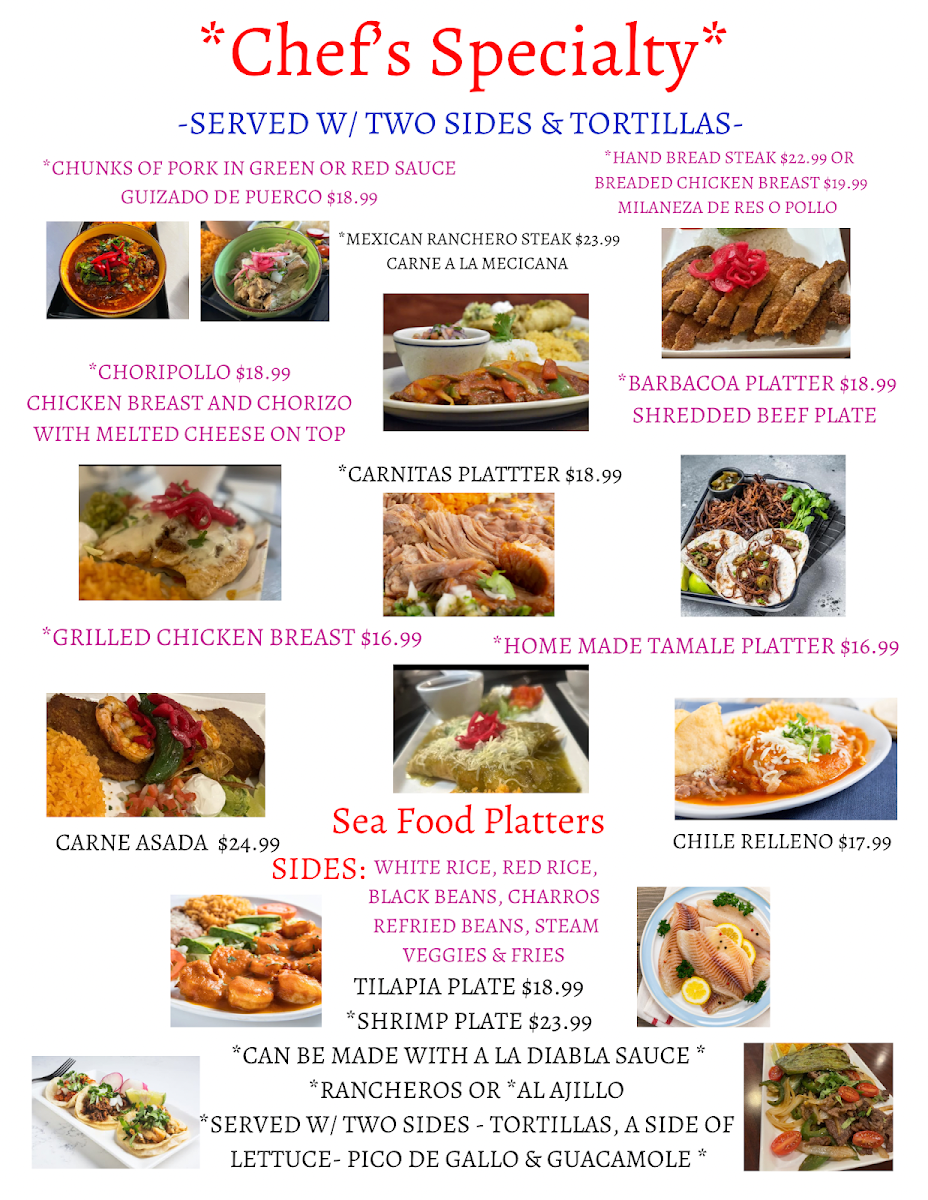 Las Casitas (Blue Eye Mo) menu board