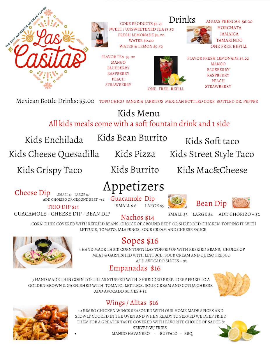 Las Casitas (Blue Eye Mo) menu board