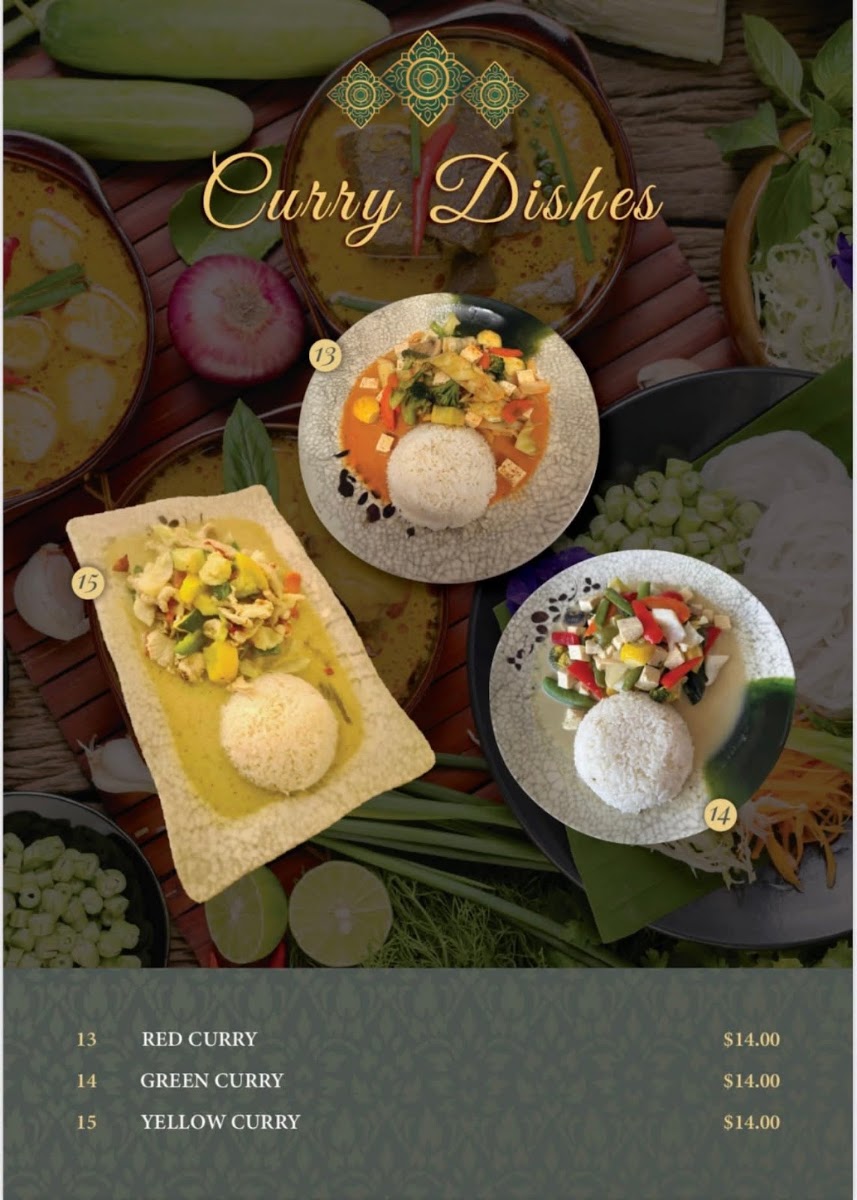 Kinzaap Thai Restaurant LLC menu board