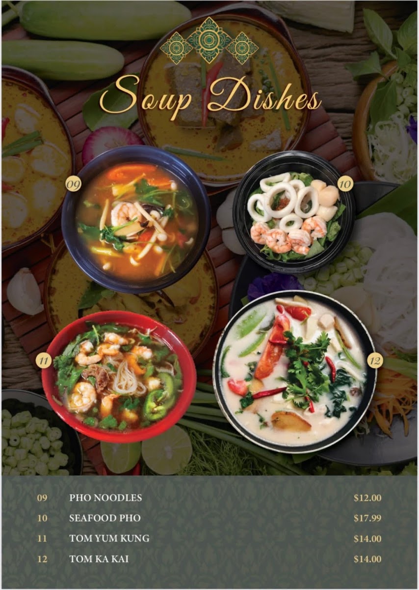 Kinzaap Thai Restaurant LLC menu board