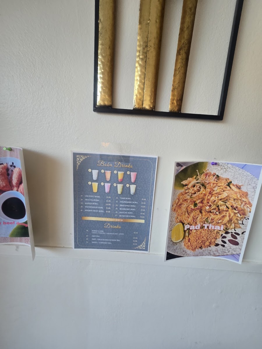 Kinzaap Thai Restaurant LLC menu board