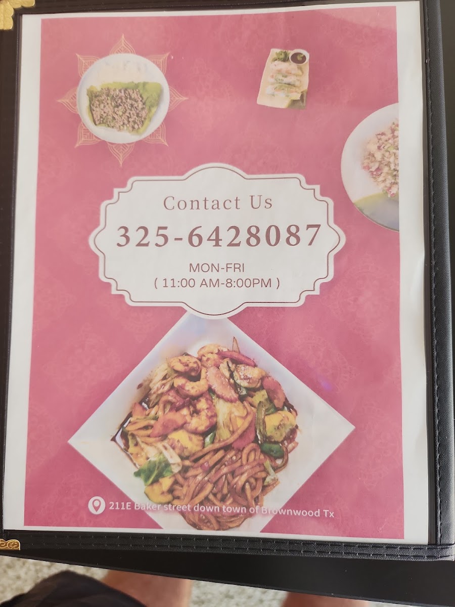 Kinzaap Thai Restaurant LLC menu board