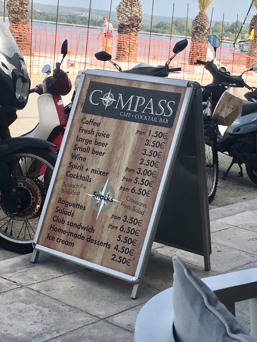 Compass Cafe Cocktail Bar menu board