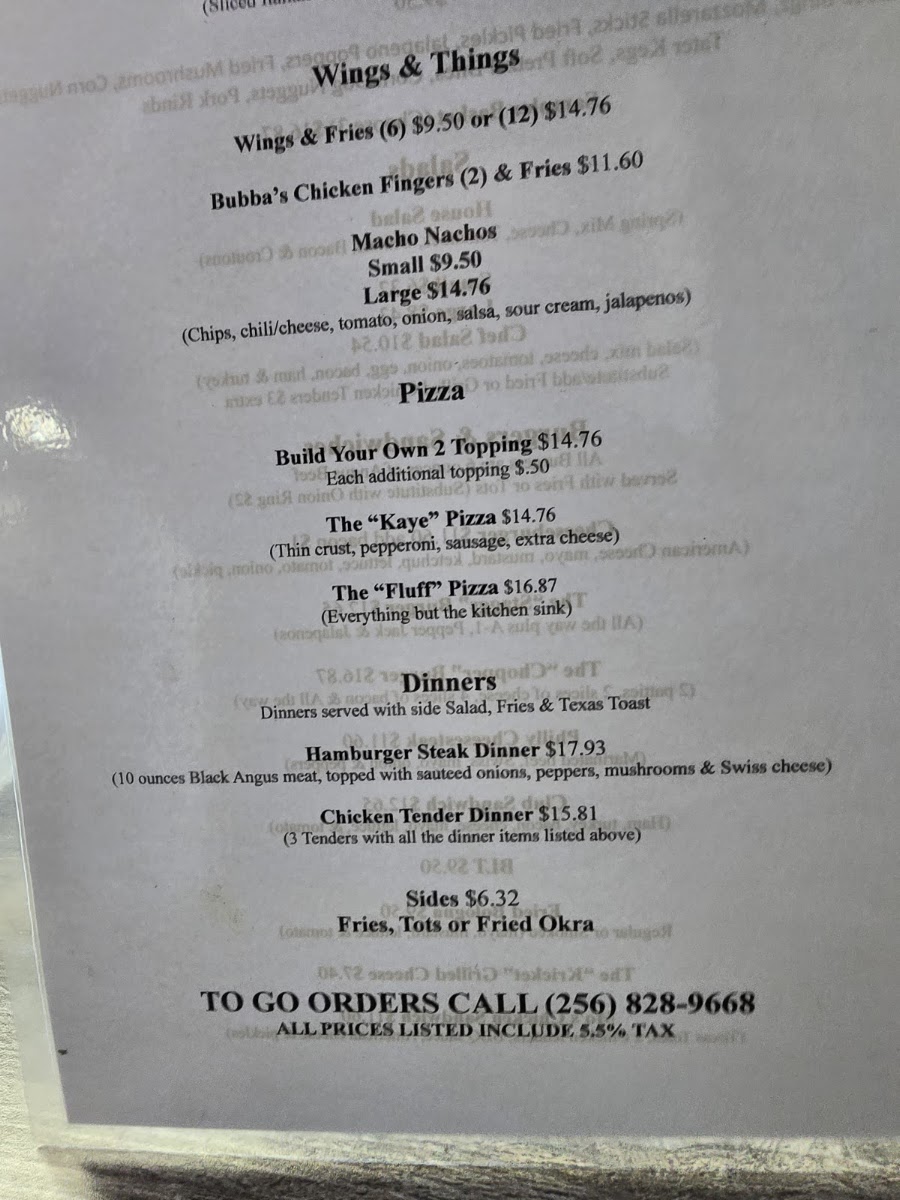 Marissa's Grille menu board