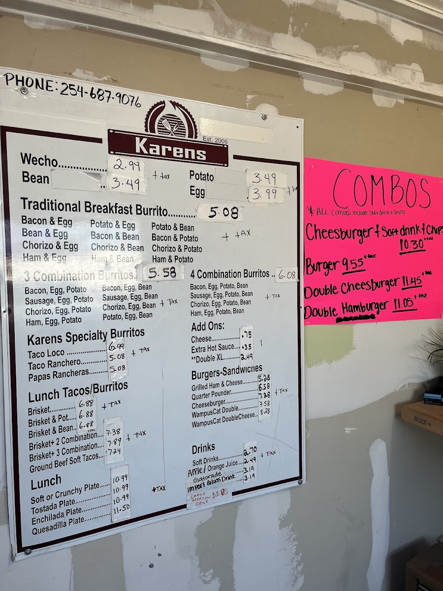 Karen menu board