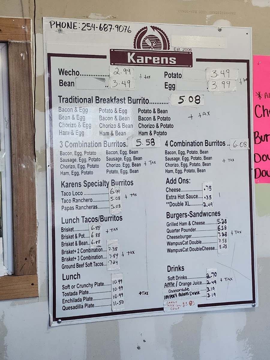 Karen menu board