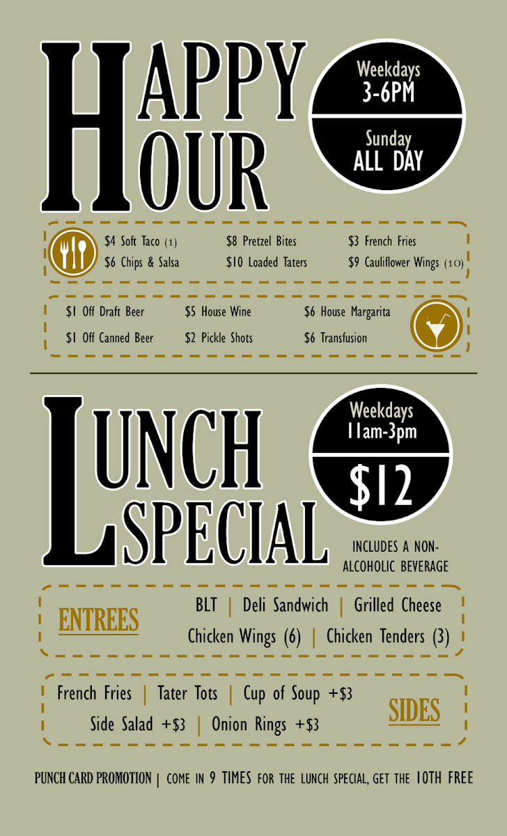 The Farmhouse Grill at Raccoon Creek menu board