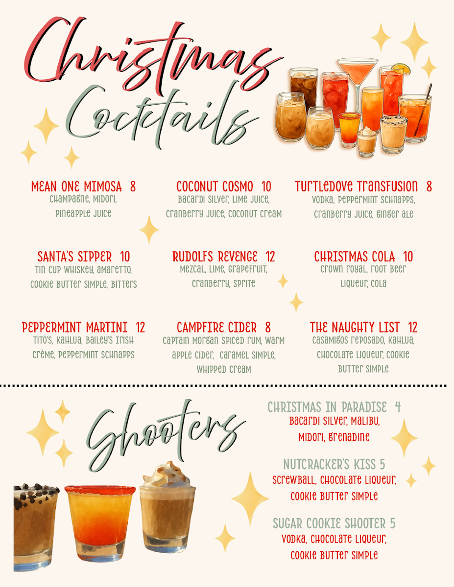 The Farmhouse Grill at Raccoon Creek menu board
