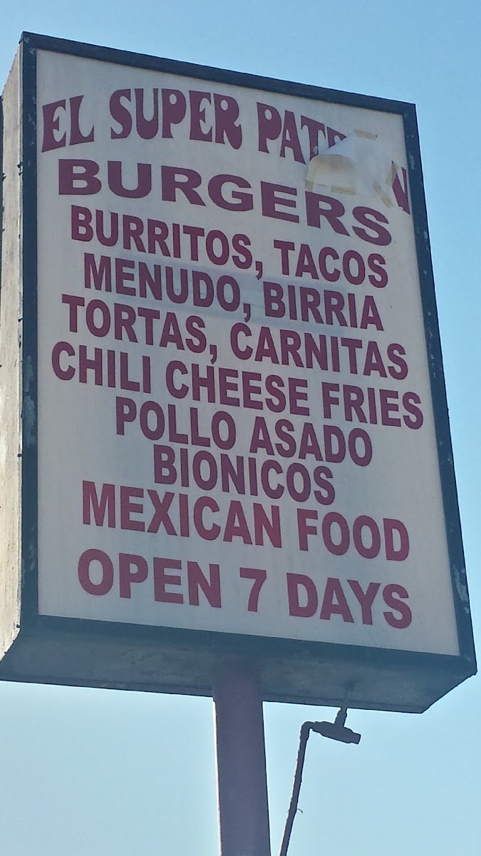 El Super Mexican food menu board