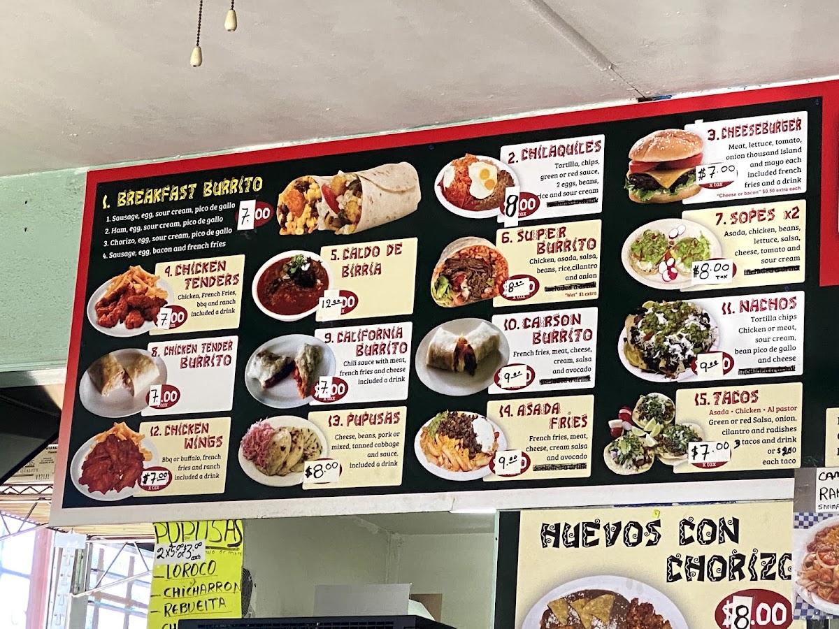 El Super Mexican food menu board